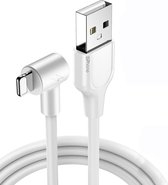 DrPhone D10 - Câble de charge Lightning coudé à 90° - Charge rapide 2,4 A - Câble de 2 mètres - Convient pour iPhone / iPad - Wit