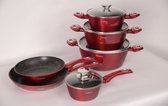 Set de casseroles Luxe 10 pièces - Induction - Tous Feux - Rouge
