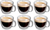 Glasrijk® Dubbelwandige espresso glazen - 80 ml - 6 stuks - Espresso kopjes - Espresso kopjes dubbelwandig - Espresso glazen - Espressokopjes - Dubbelwandige glazen