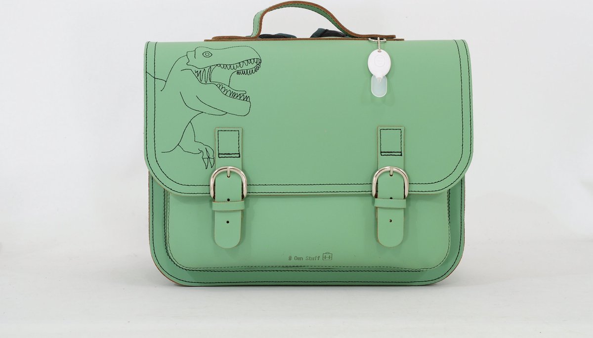 Own Stuff Cartable en cuir Dino Vert pastel cole primaire