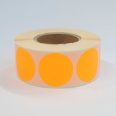 Blanco Stickers op rol 35mm rond - 1000 etiketten per rol - fluor oranje