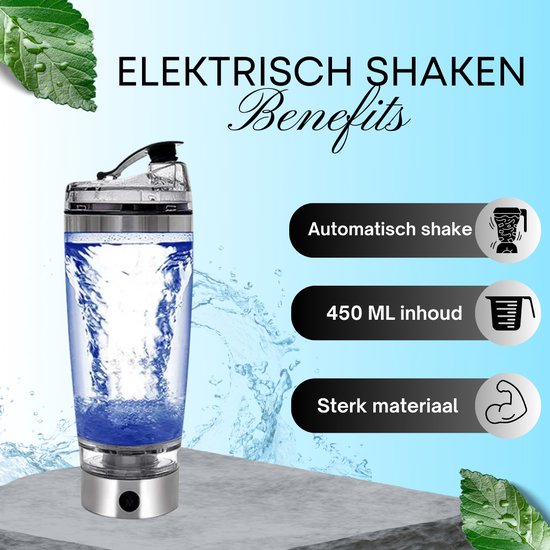 Elektrische Shakebeker - elektrische shakebeker voor het Sporten - Shakebeker - Blender - Elektrische - Shakebekers - Shaker - 450 ml - Automatisch Roeren - Proteine Shaker - Automatische Sportbeker - Zilver