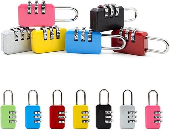 Lot De 8 Cadenas à Combinaison 3 Chiffres - Serrures Colorées Pour Valises, Casiers, Sacs à Dos Et Sacs à Main