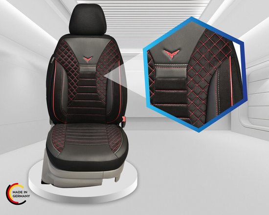 Bremer Sitzbezüge FIAT Panda Typ 169 Fahrer & Beifahrer Ab 2003 2012 2er Pack In Schwarz Rote Naht Ps802 Bremer Sitzbezuege