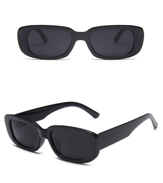 Retro Rechthoekige Zonnebril - Unisex - Zwart