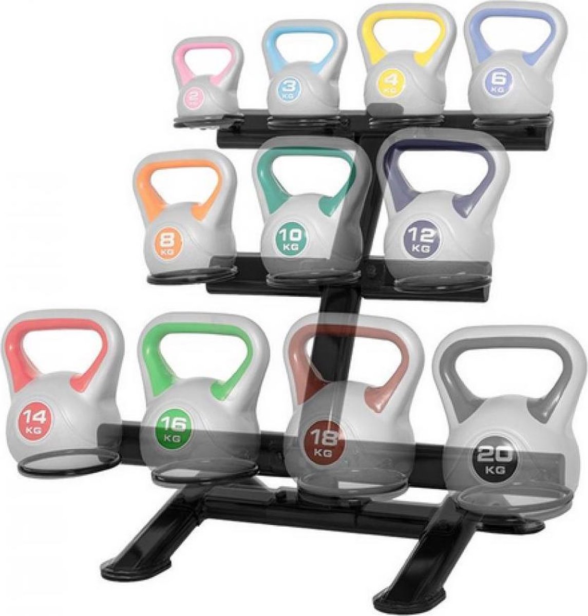 Gorilla Sports Kettlebell Standaard - Rek - voor 11 kettlebells - Staal
