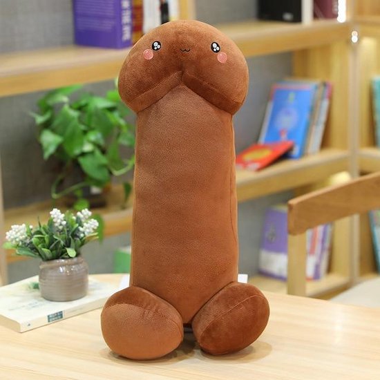 Klikkopers® Penis Bodypillow – Piemel Knuffel – Piemel Decoratie - Groot 40cm - Bruin