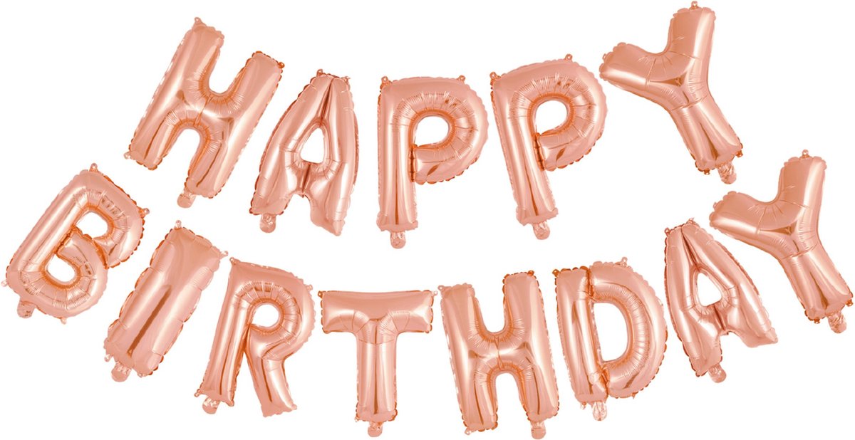 Folieballon Tekst 16" 'Happy Birthday' Rosé Goud