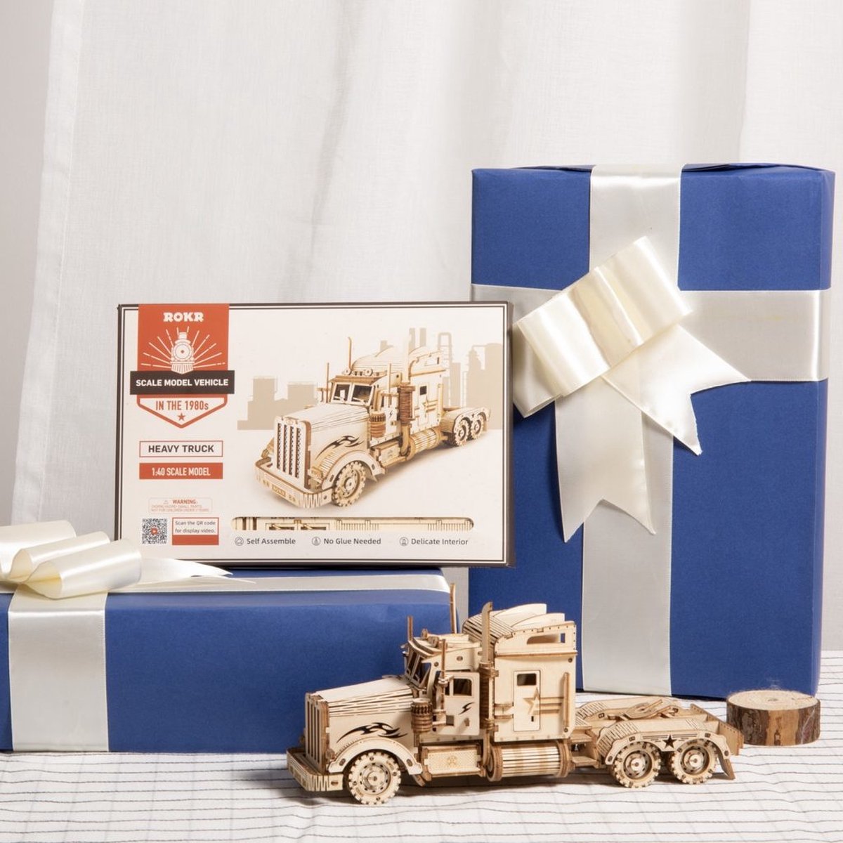 Robotime Modelbouwpakket Heavy Truck 22,4 Cm Hout 286-delig — afbeelding 8