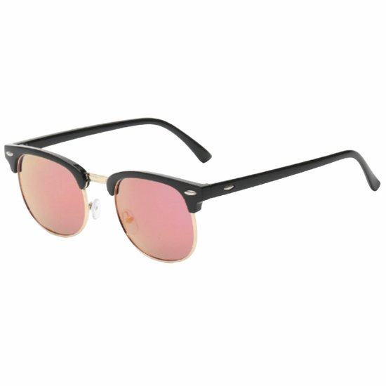 Fako Sunglasses® - Club Style Zonnebril - Polariserend - Dames - Heren - Zwart/Goud - Roze
