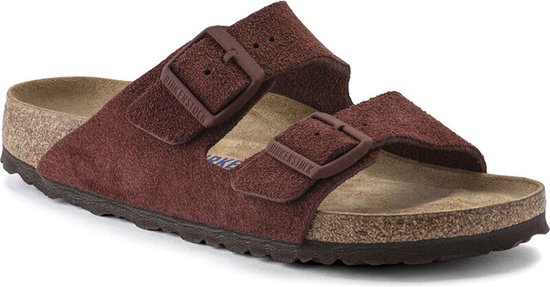 Birkenstock chausson ARIZONA Chocolate Suede Leather Soft-Footbed étroit - Taille 43