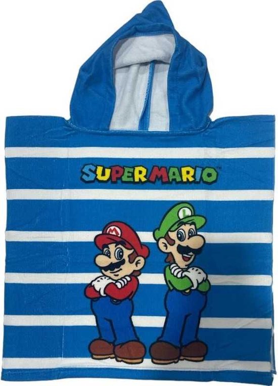 Poncho de bain Super Mario - 100 x 50 cm. - Serviette poncho Mario Bros - séchage rapide