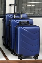 Kofferset 3 delig - ABS koffers - TSA slot met wielen - Trollyset - Handbagage - 360 graden wielen - Lichtgewicht- Cijferslot - 3 stuks - Blauw