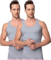2 Pack Top kwaliteit heren onderhemd - 100% katoen - Grijs - Maat XL
