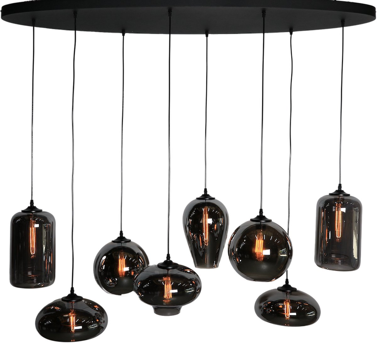 Wezn 8 Li̇cht Ovaal Grote Hanglamp Voor Boven De Eettafel - in Eetkamer - 8 Lichts - Zwart - Woonkamer - Slaapkamer - Keuken