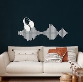 Wanddecoratie | Ritme van de Muziek / Rhythm of the Music | Metal - Wall Art | Muurdecoratie | Woonkamer | Buiten Decor |Wit| 60x28cm