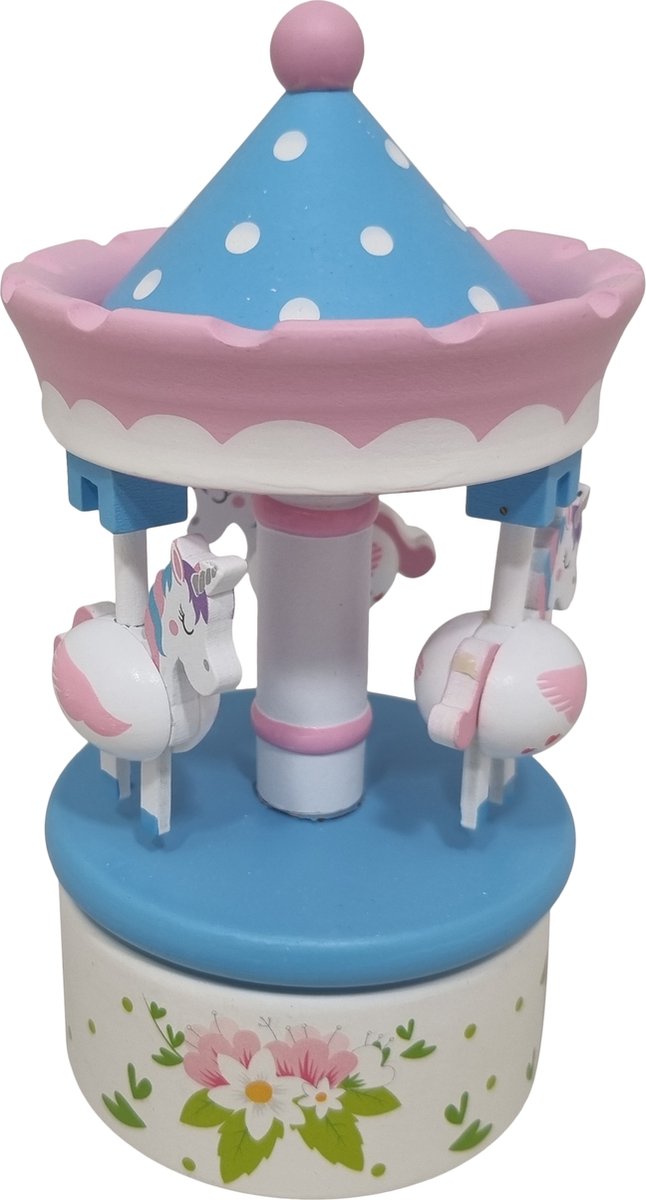 Playwood - Muziekdoos Carrousel met hangende paardjes - eenhoorn van PlayWood — afbeelding 2