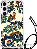 Telefoontas Geschikt voor Samsung Galaxy S23 Shockproof Case met doorzichtige rand Barok Flower