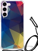 Telefoon Hoesje Geschikt voor Samsung Galaxy S23 Hoesje maken met transparante rand Polygon Dark