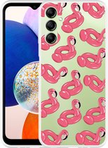 Cazy Hoesje geschikt voor Samsung Galaxy A14 4G/5G Inflatable Flamingos