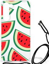 Smartphone hoesje Geschikt voor Samsung Galaxy S23 Plus Telefoonhoesje met tekst met transparante rand Watermelons