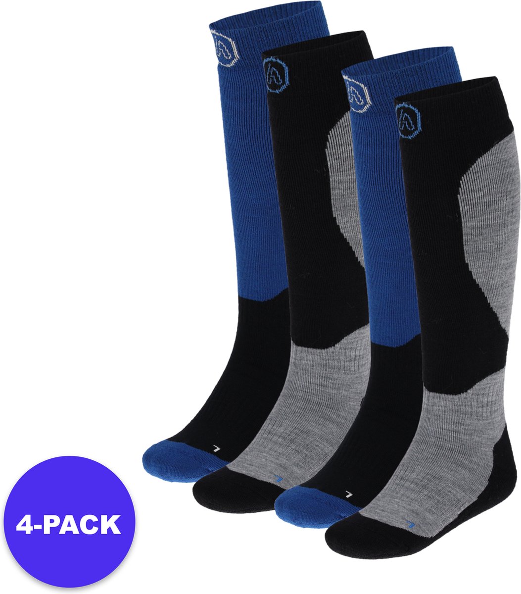 Apollo Skisokken kind Unisex Multi 27/30 4-Pack Voordeelpakket Blauw