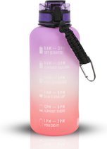 LaCardia Motivational Water Bottle Purple Oranje- Gourde de 2 litres - Bouteille d'eau avec Time Mark - Purple Oranje