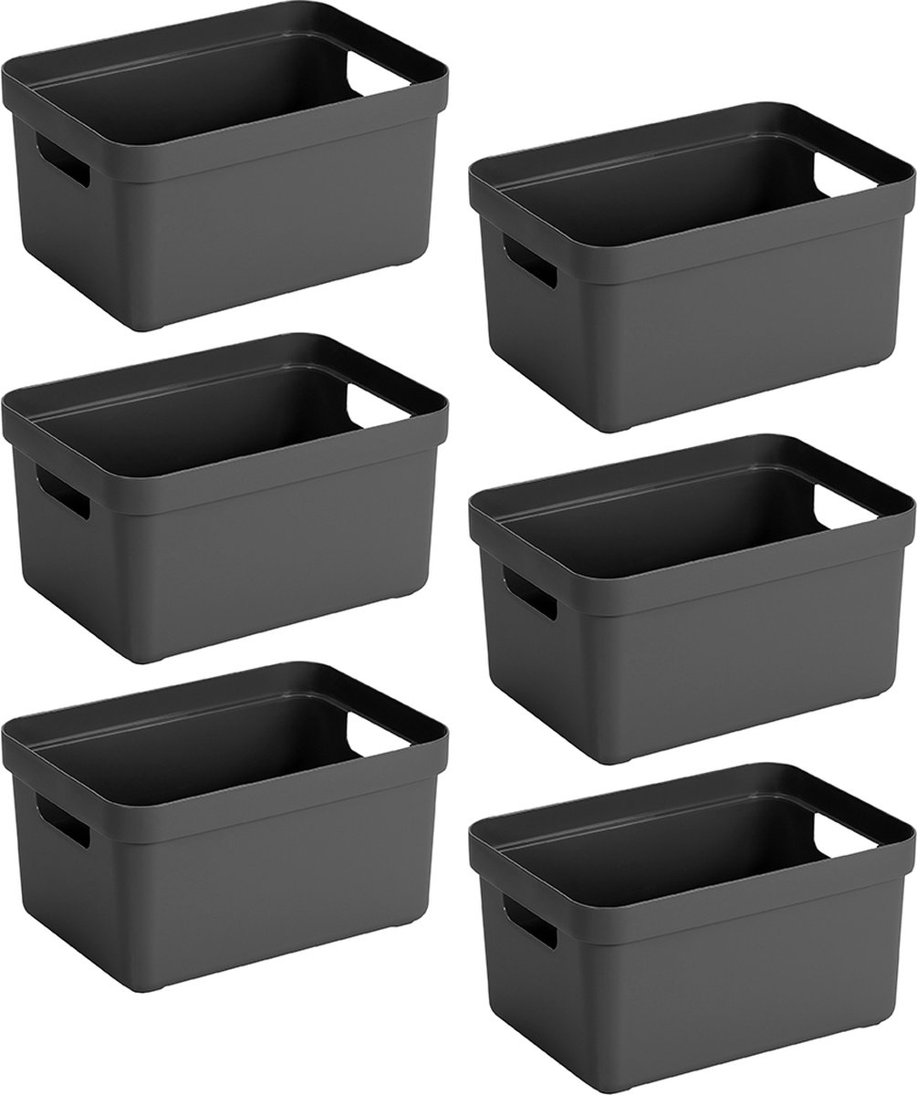 Sunware - Sigma home opbergbox 5L antraciet - Set van 6
