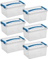 Sunware - Q-line opbergbox 6L transparant blauw - Set van 6