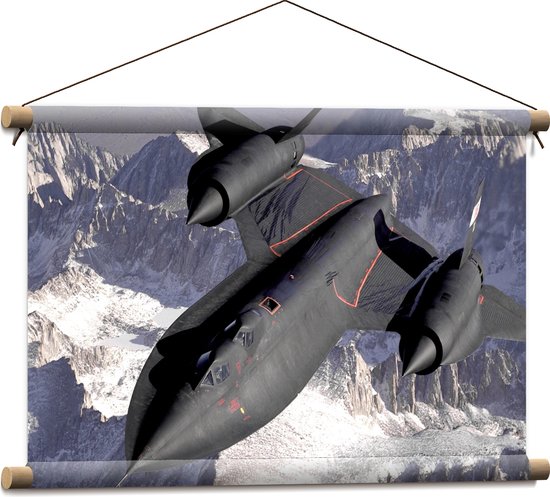 Textielposter - Straaljager Vliegend boven Sneeuwbergen - 60x40 cm Foto op Textiel