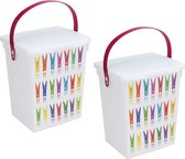 2x Wasknijper bewaarboxen roze hengsel 5 liter 23 x 18 cm - Huishoud producten - opbergers - Wasknijperboxen - Wasknijperdozen
