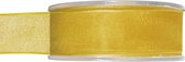 1x Hobby/decoratie gele organza sierlinten 2,5 cm/25 mm x 20 meter - Cadeaulint organzalint/ribbon - Striklint linten geel