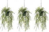 3x Groene bamboe kunstplant 50 cm in pot - Kunstplanten/nepplanten