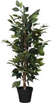 Kunstplant - ficus - groen - 95 cm - 380 groene blaadjes