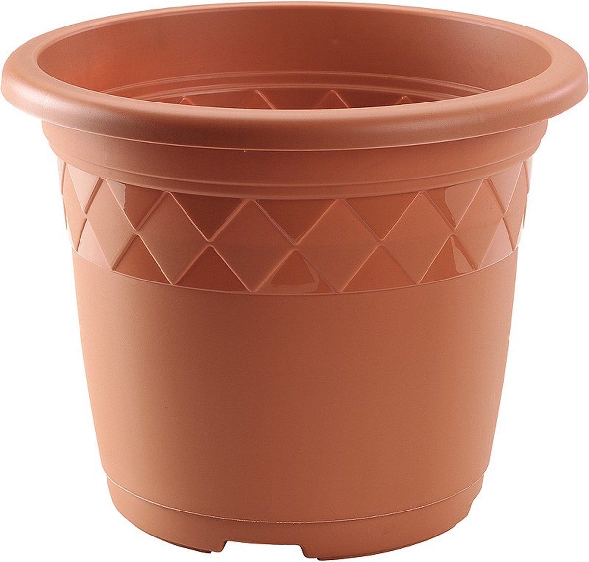 Bloempot/plantenpot rond terra cotta kunststof diameter 29 cm - Hoogte 23,5 cm - Buiten gebruik