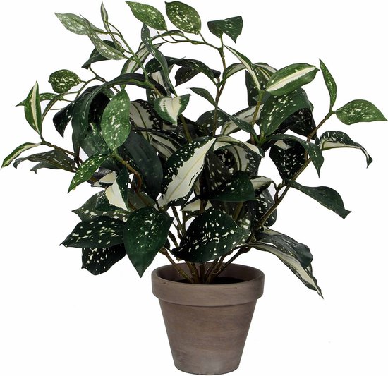 Cordyline kunstplant/kamerplant groen in grijze sierpot H33 cm x D25 cm - Kunstplanten/nepplanten