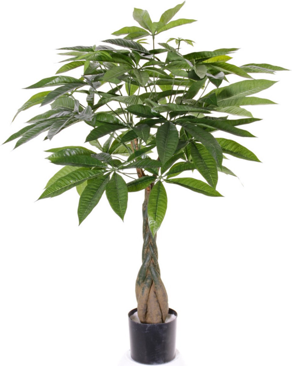 Bellatio Flowers & Plants Kunstplant watercacao - groen - pachira boom - 90 cm - kantoor/huis