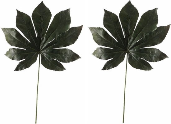 6x stuks kunst vingerplant blad 55 cm donkergroen - kunstplanten takken