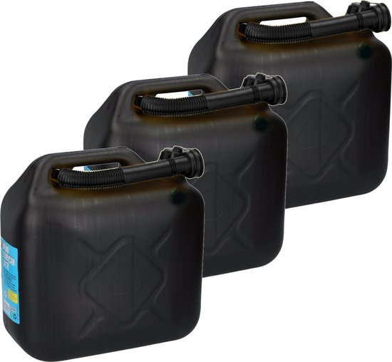 Foto: 4x jerrycans benzinetanks 10 liter zwart voor diesel en benzine brandstof jerrycan benzinetank