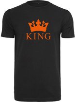 T-shirt Heren King - Maat L - Zwart - Oranje - Heren shirt korte mouw met tekst