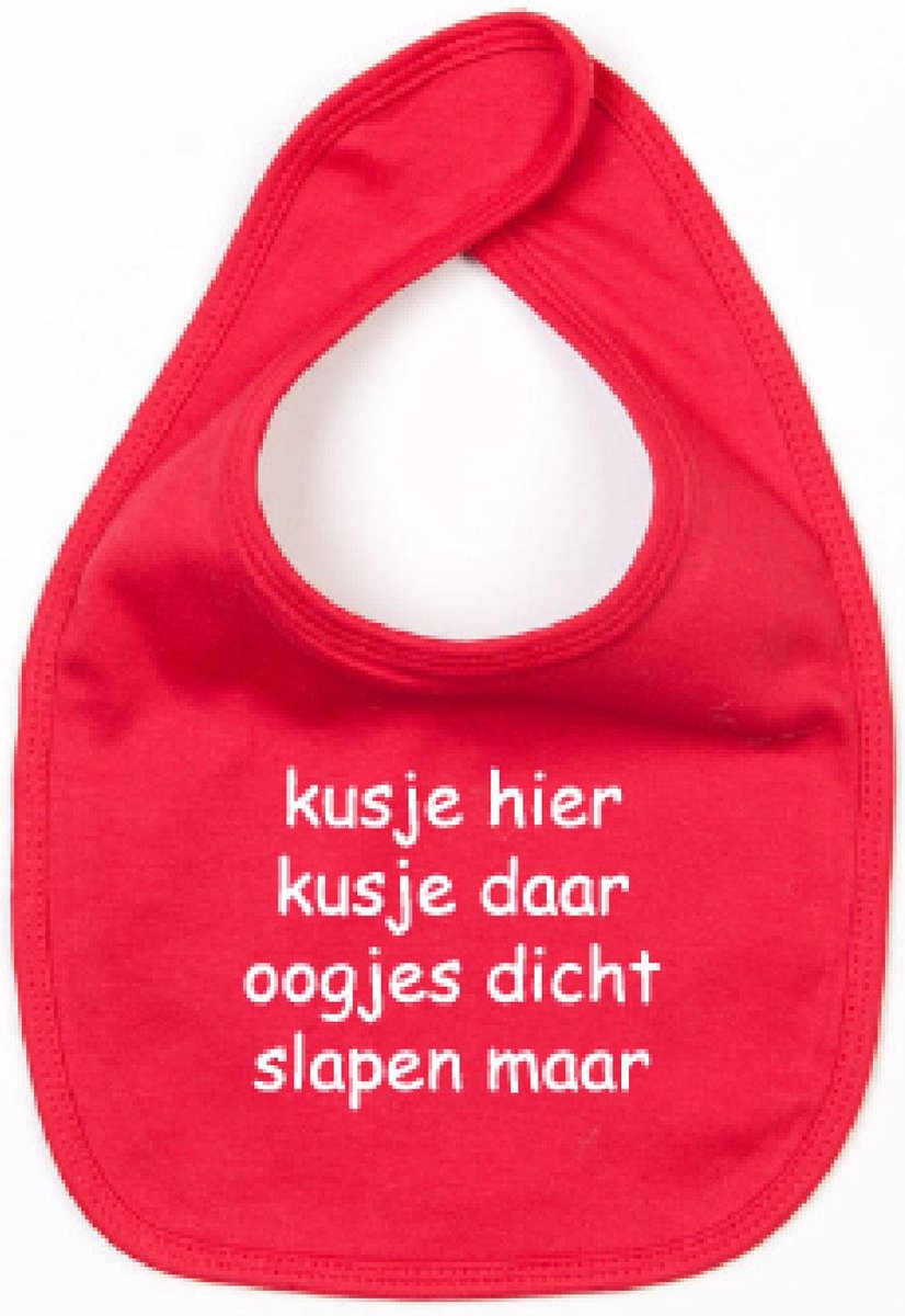 Goedkoopste Slabbetje Kusje Hier Kusje Daar-Rood-One Size