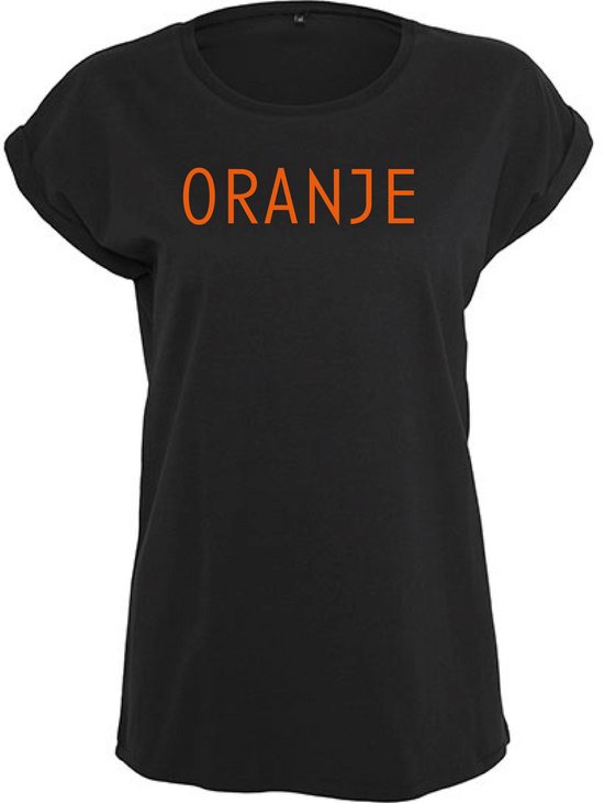 T-shirt Dames Oranje - Maat XS - Zwart - Oranje - Dames shirt korte mouw  met tekst | bol.com