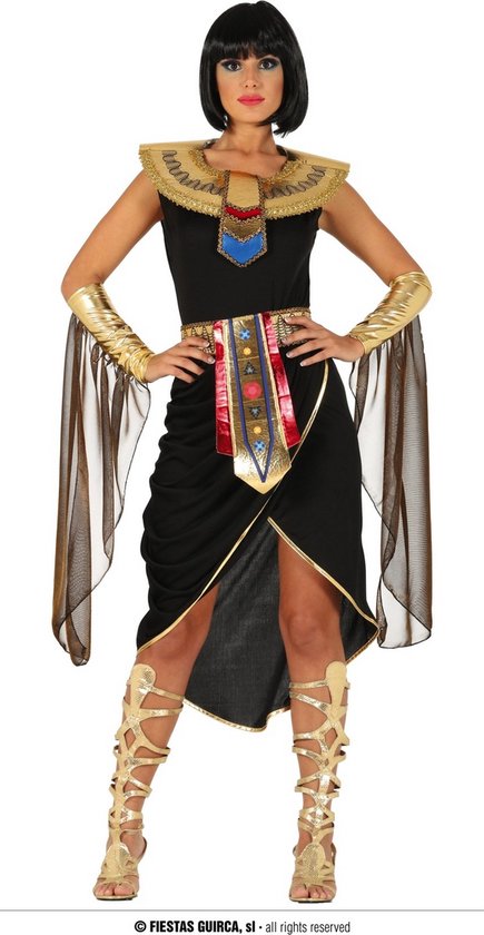 Guirca - Costume Egypte - Reine Néfertari d'Egypte - Femme - Zwart, Or - Taille 44-46 - Déguisements - Déguisements