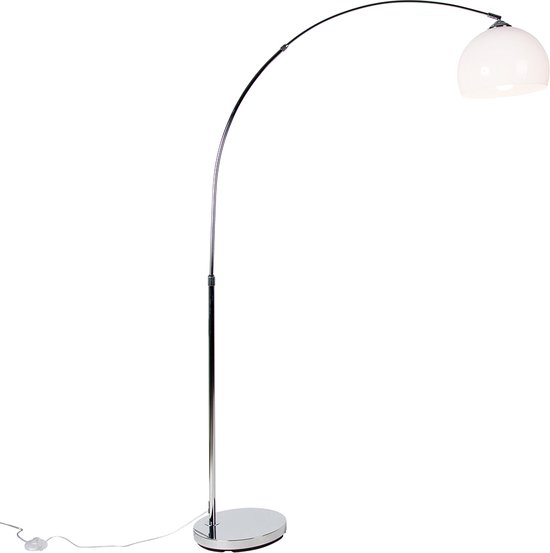 QAZQA arc-basic - Moderne LED Smart Staande booglamp incl. wifi - 1 lichts - H 170 cm - Chroom - Woonkamer