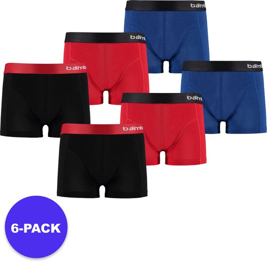 Apollo (Sports) - Bamboe Boxershorts Jongens - Multi Rood - Maat 122/128 - 6-Pack - Voordeelpakket