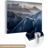 Peinture sur verre - Berg - Paysage - Neige - Hiver - Ski - Plaque de Verres - Peinture sur verre - 180x120 cm - Photo sur verre - Décoration murale