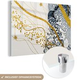 MuchoWow® Glasschilderij 60x40 cm - Schilderij acrylglas - Abstract - Goud - Natuur - Kunst - Foto op glas - Schilderijen