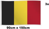 3x Vlag Belgie 90cm x 150cm - Landen België national EK WK voetbal hockey sport festival thema feest