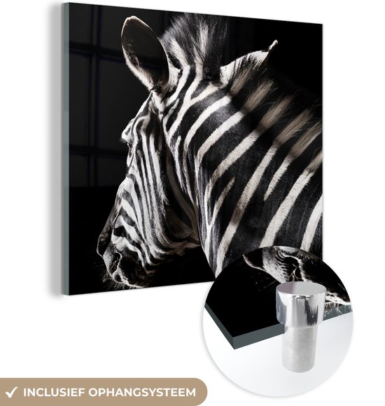 MuchoWow® Glasschilderij - Zebra - Wilde dieren - Patronen - Acrylglas Schilderijen - Foto op Glas