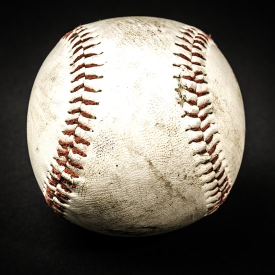 Dibond - Rétro / Ballon / Baseball - Wit / noir / gris / beige / marron - 100 x 100 cm